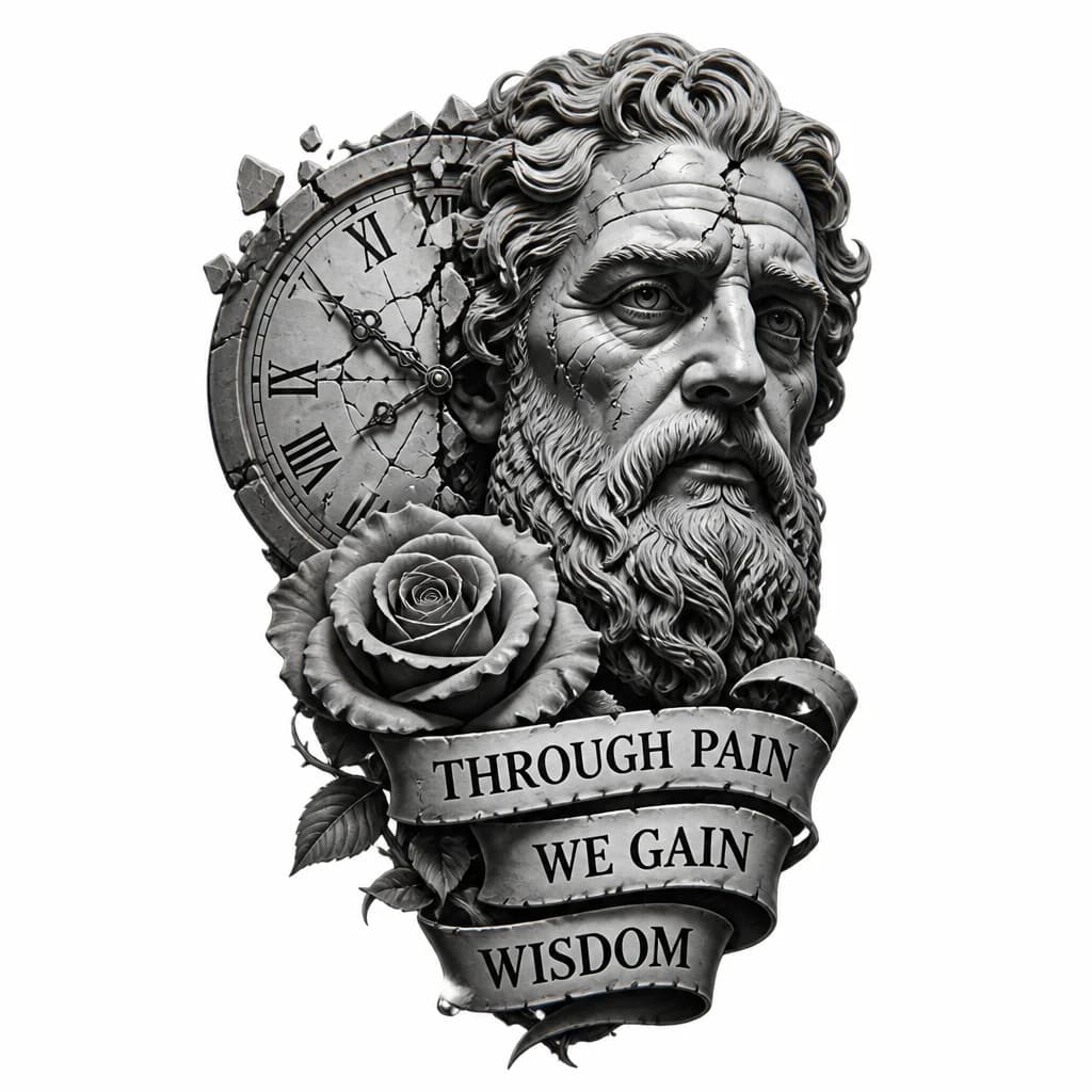 Тату эскиз: Through pain we gain wisdom