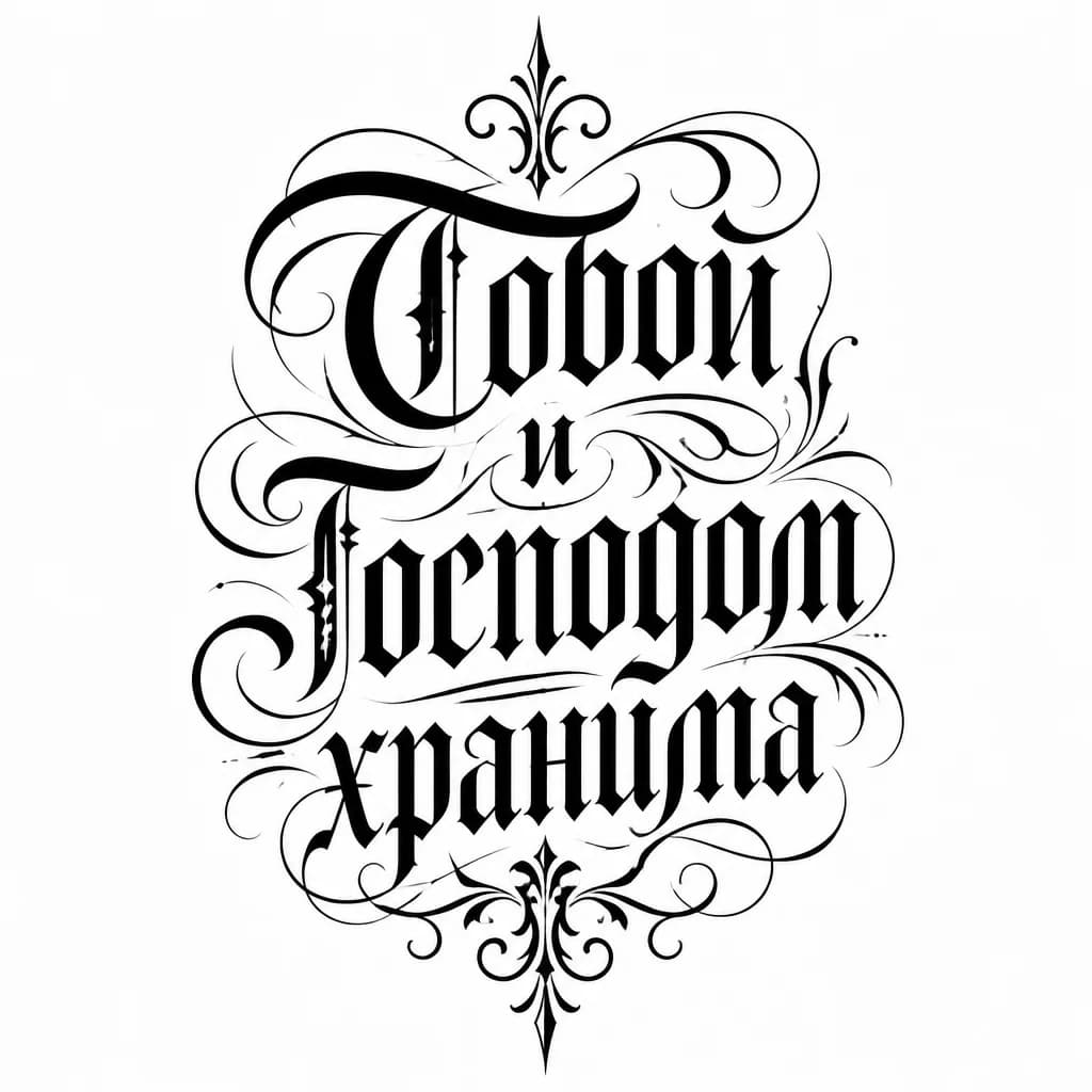 Тату эскиз: Эскизы татуировок с надписью « Тобой и Господом хранима»