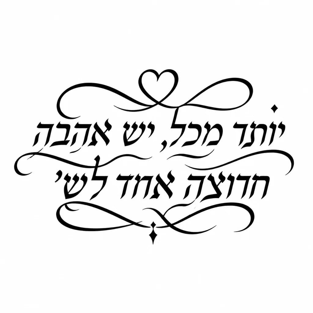 Тату эскиз: Font: יותר מכל, יש אהבה חרוצה אחד לש (elegant calligraphy)