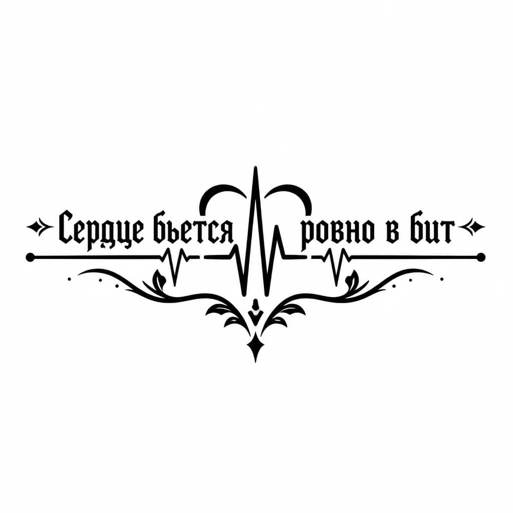 Тату эскиз: Просто надпись с кардиограммой 