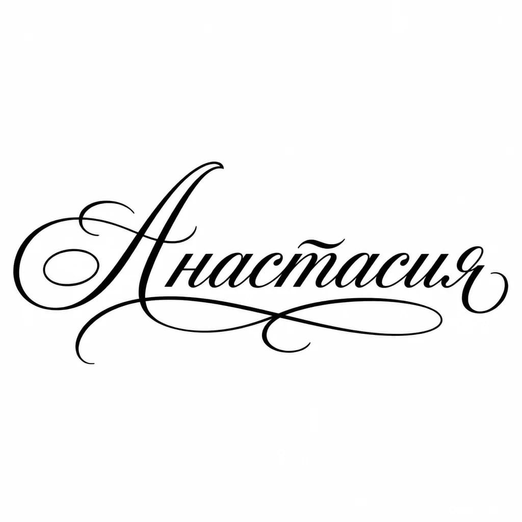 Тату эскиз: Font: Анастасия (elegant calligraphy)