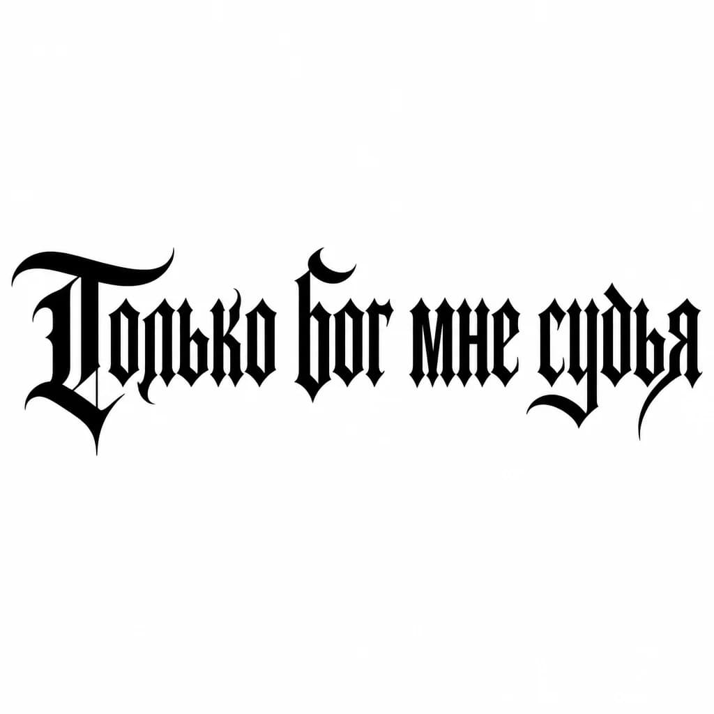 Тату эскиз: Font: Только бог мне судья (gothic dark lettering)