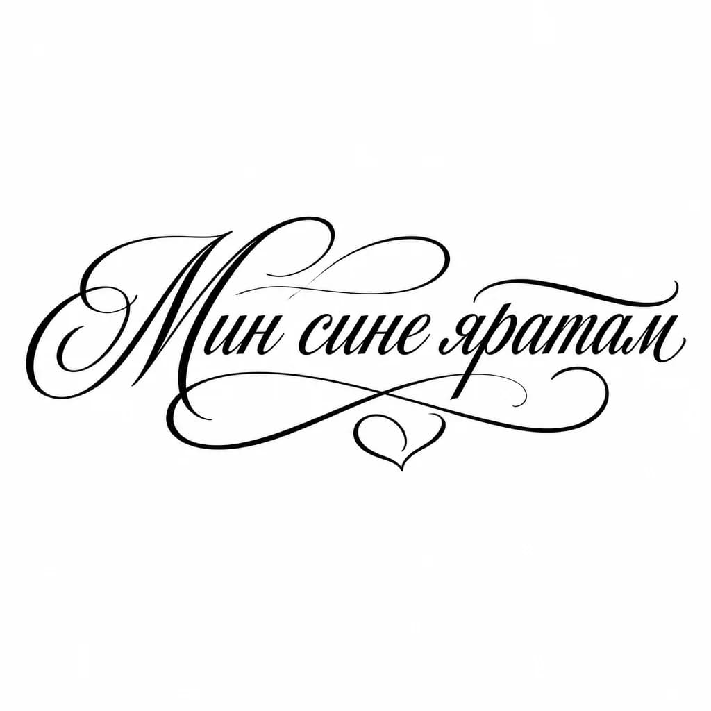 Тату эскиз: Font: Мин сине яратам (elegant calligraphy)