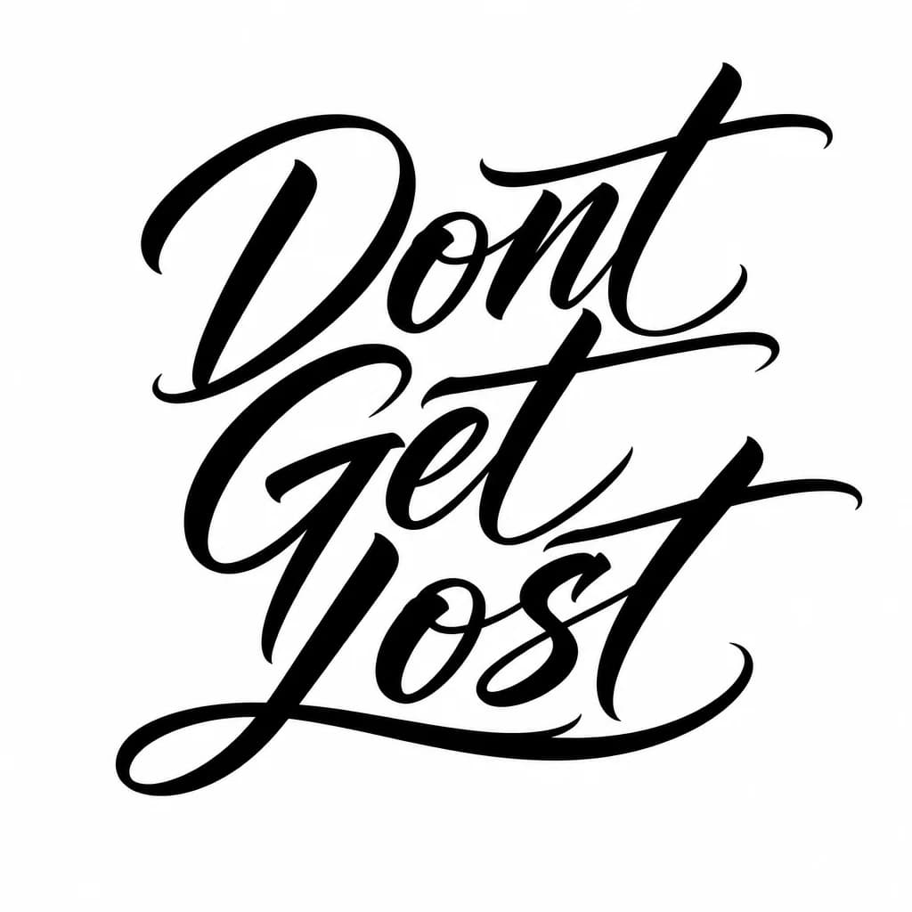 Тату эскиз: Font: Dont Get Lost (flowing brush script)