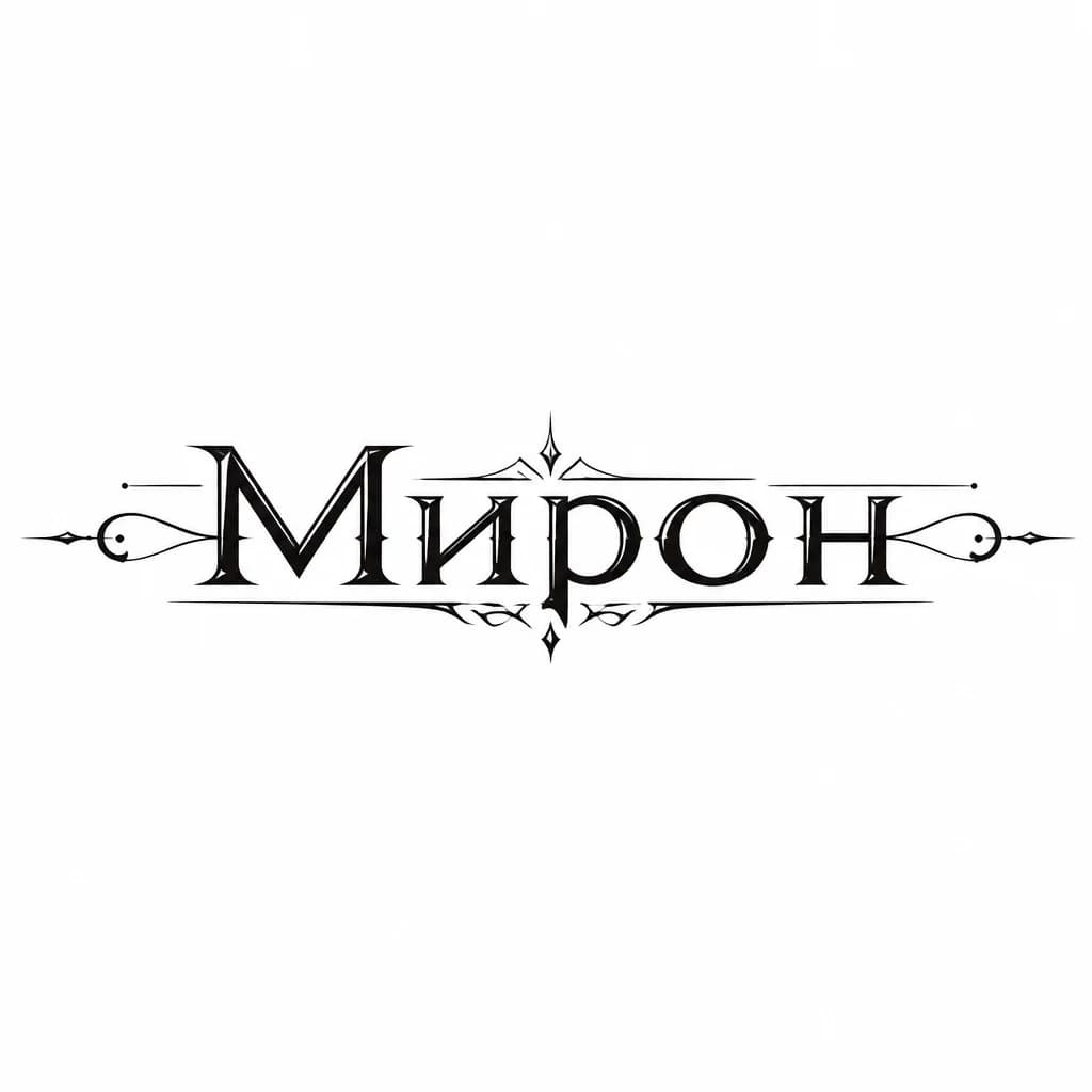 Тату эскиз: Создай эскиз имени Мирон красивым толстым шрифтом , не добавляя ничего лишнего, только имя 