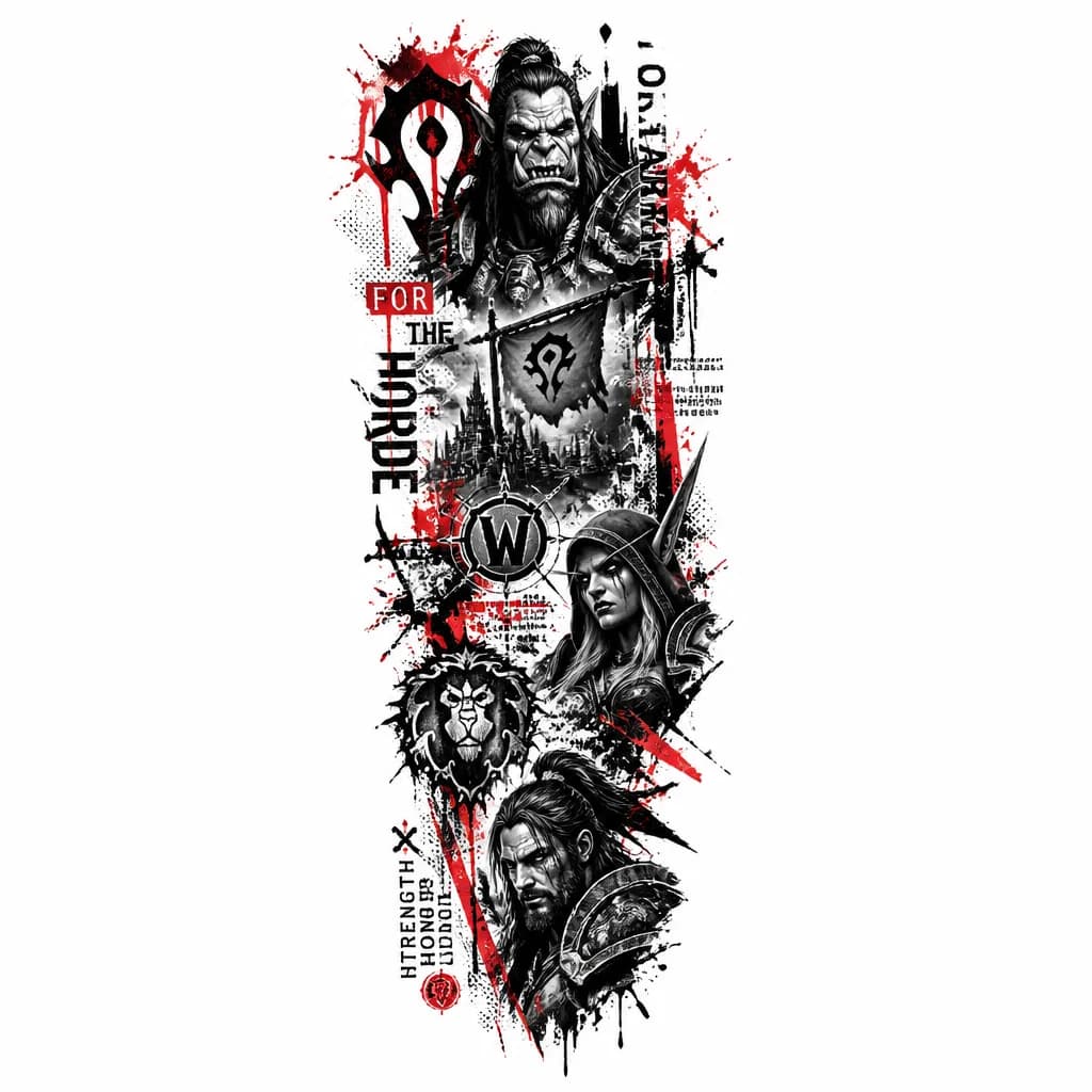 Тату эскиз: Тату рукав, world of warcraft