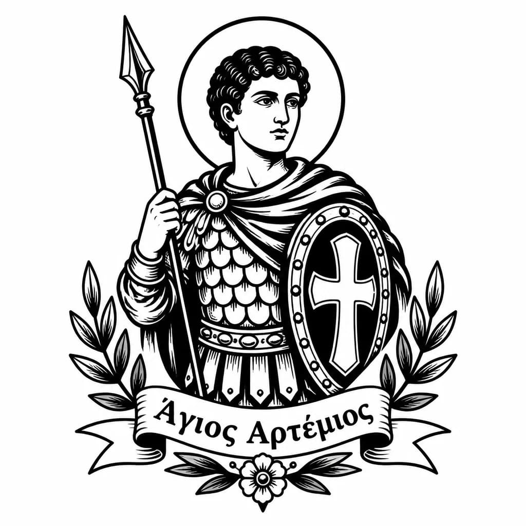 Тату эскиз: Лик святого Артемия Антиохийского