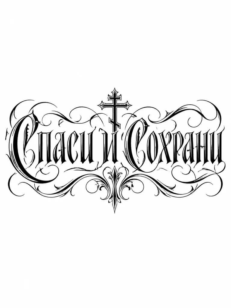 Тату эскиз: Спаси и Сохрани 