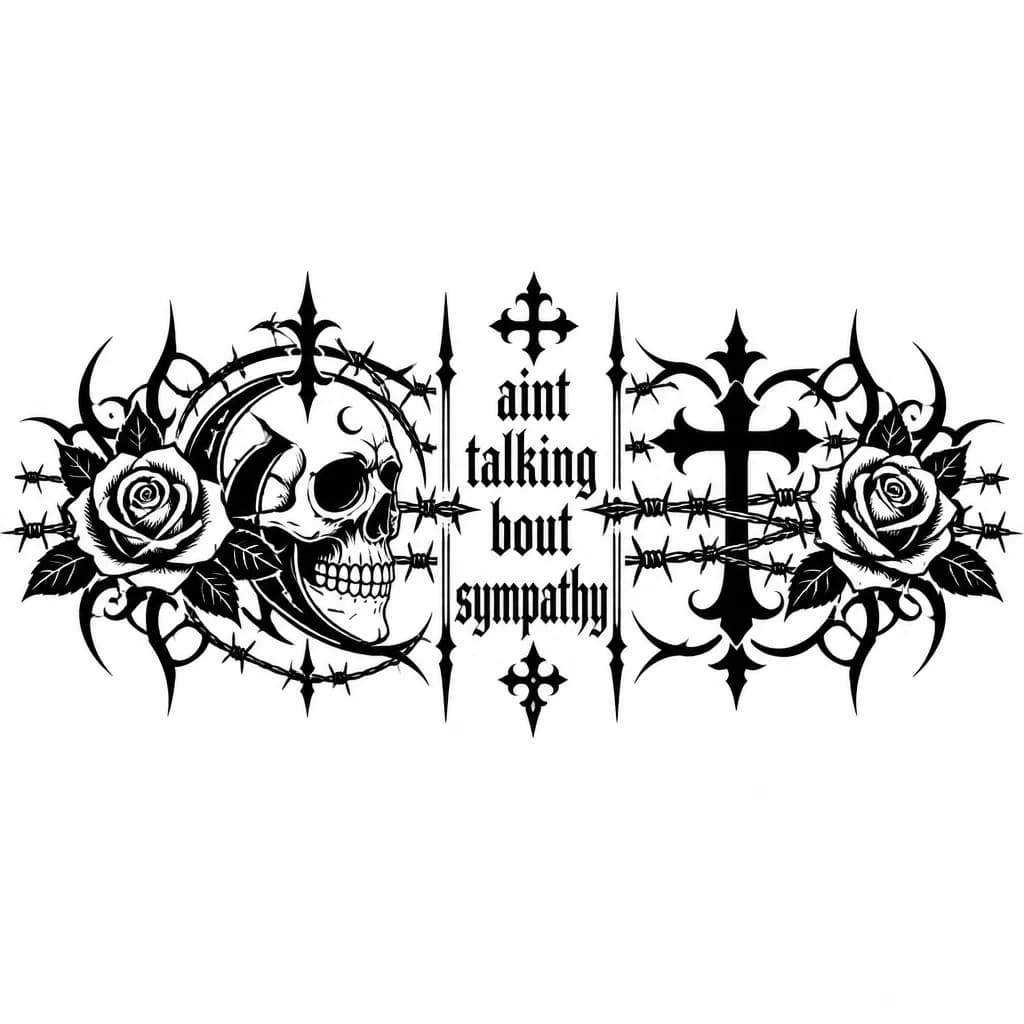 Тату эскиз: Фраза ain’t talking ‘bout love вертикально готическим шрифтом