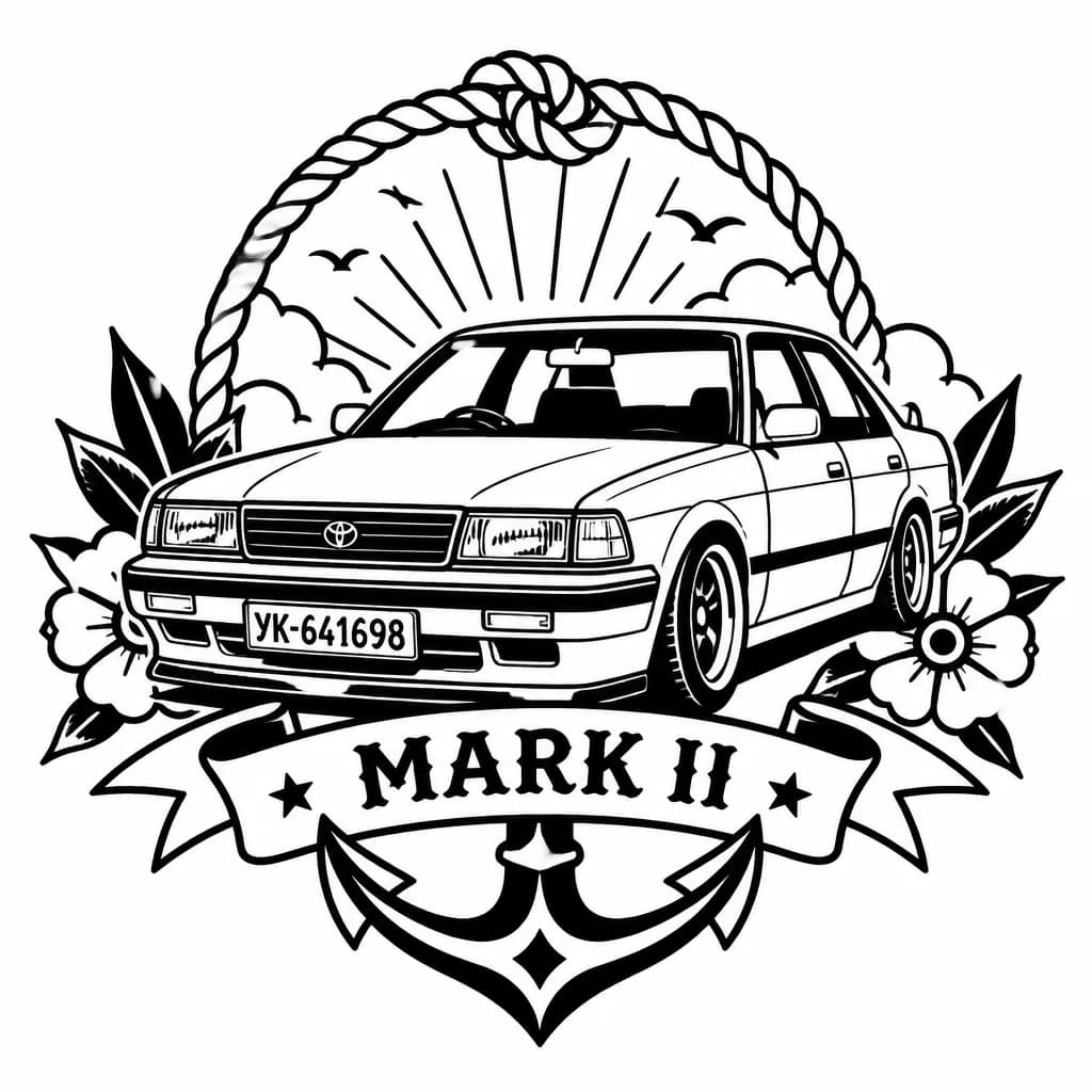 Тату эскиз: Тойота Марк 2