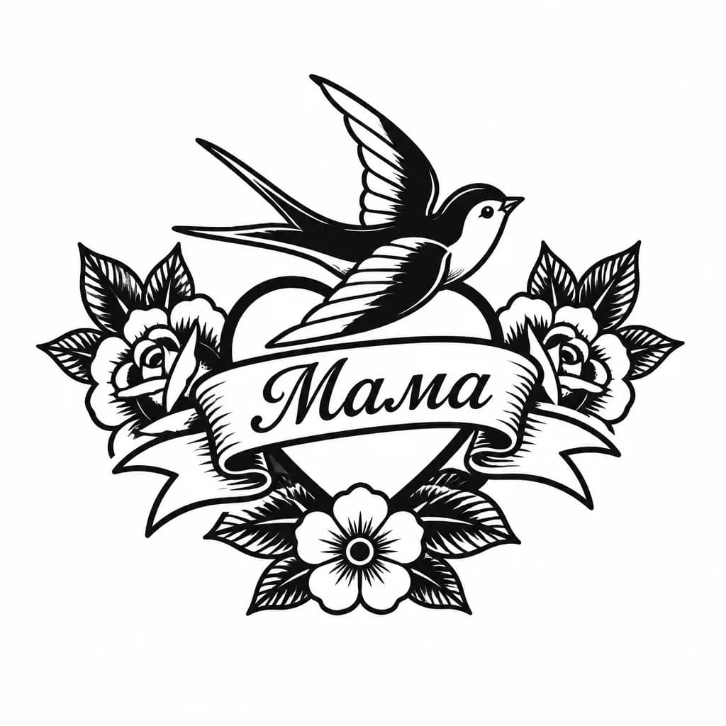 Тату эскиз: Ласточка в честь ушедшей матери. На ключице 
