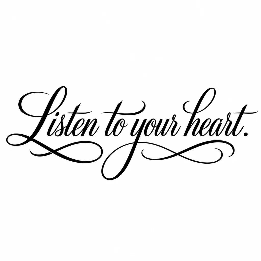 Тату эскиз: Font: Listen to your heart
 (elegant calligraphy)