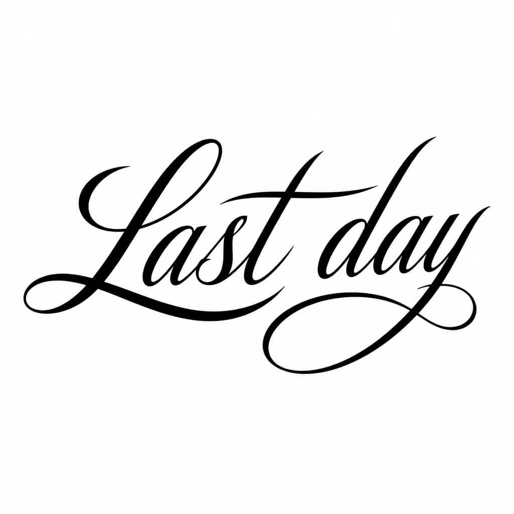 Тату эскиз: Font: Last day (elegant calligraphy)