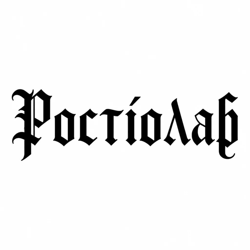 Тату эскиз: Font: Ροστίσλαβ (old english blackletter)
