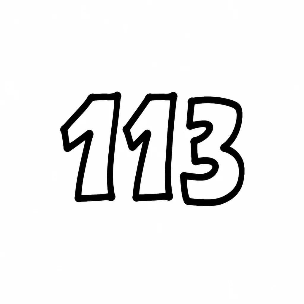 Тату эскиз: число 113 без рисунка