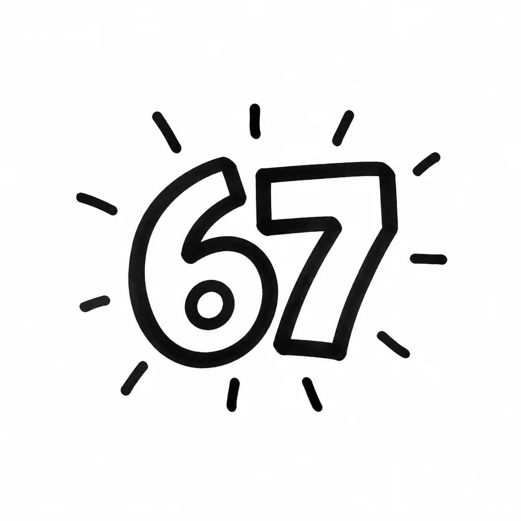 Тату эскиз: число 67 без рисунка