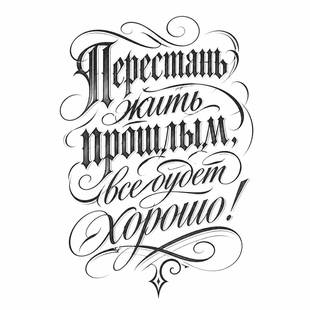 Тату эскиз: Перестань жить прошлым, все будет хорошо!