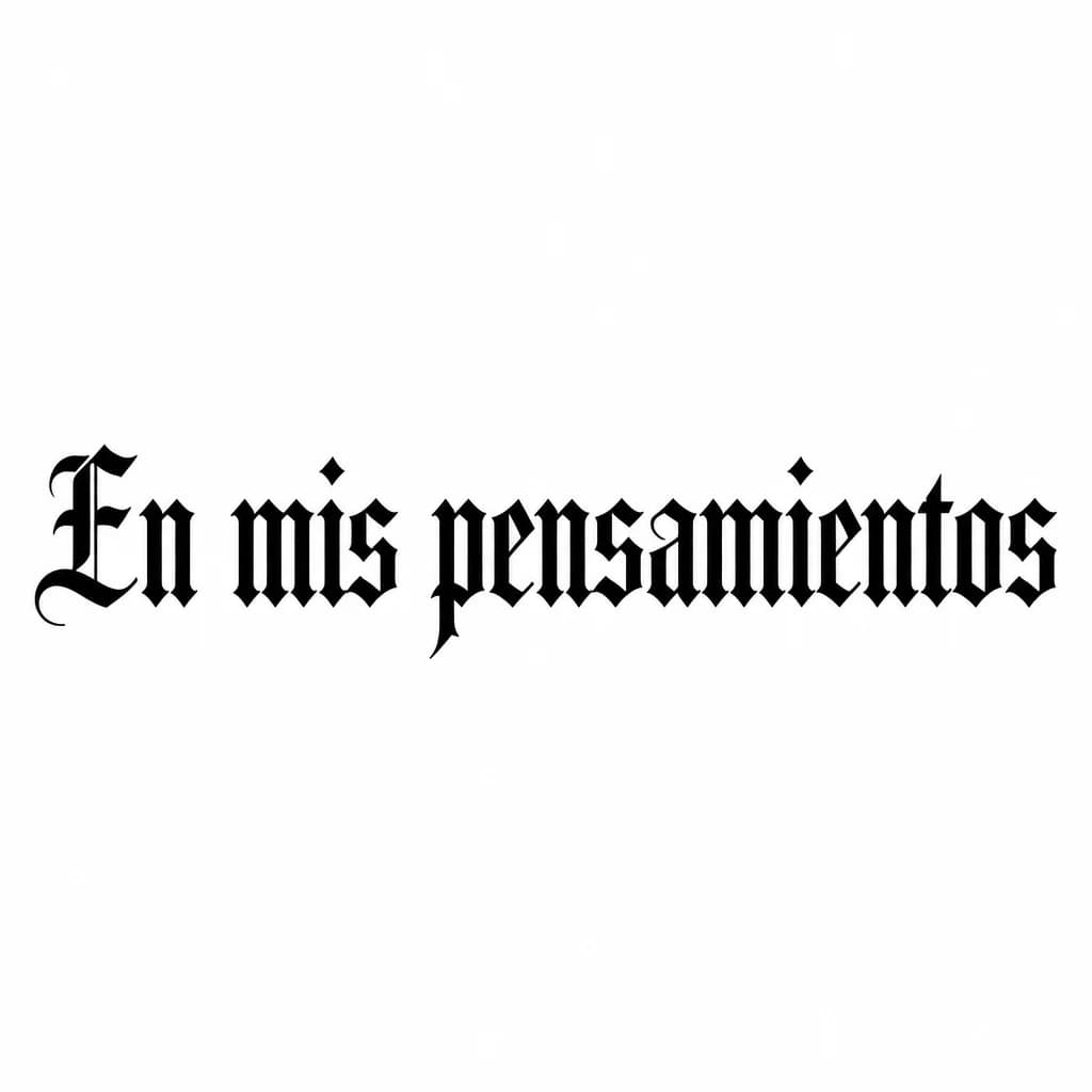 Тату эскиз: Font: En mis pensamientos (old english blackletter)