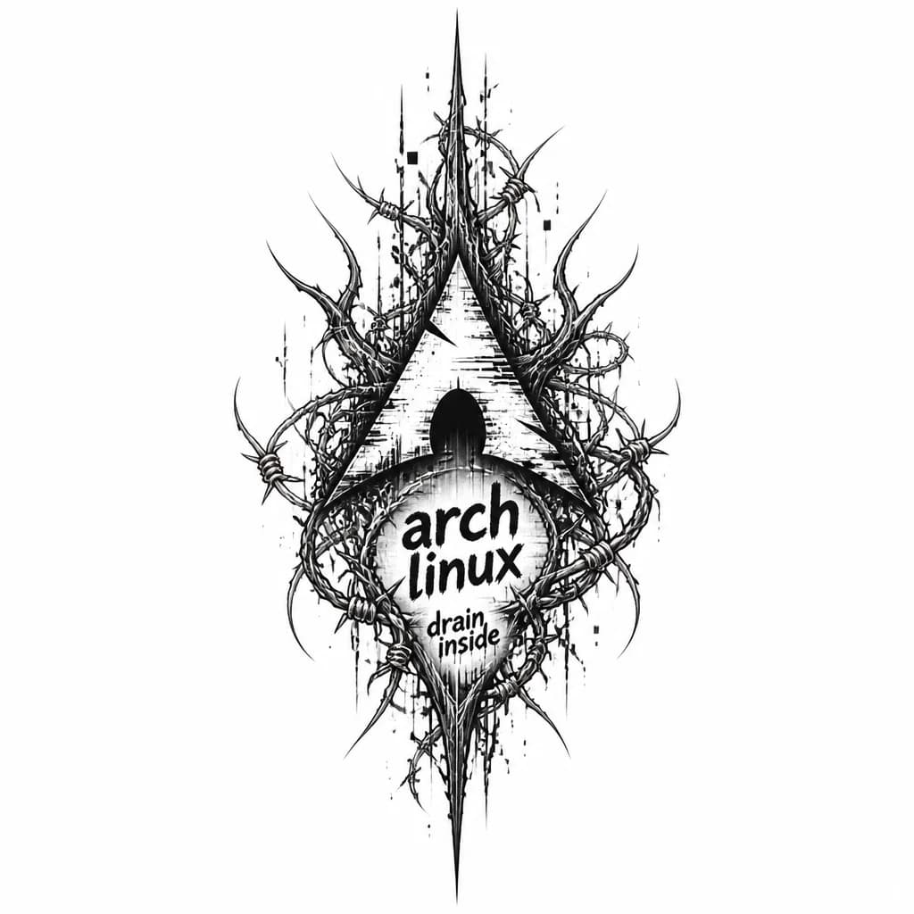 Тату эскиз: arch linux татуировка в стиле drain dead inside
