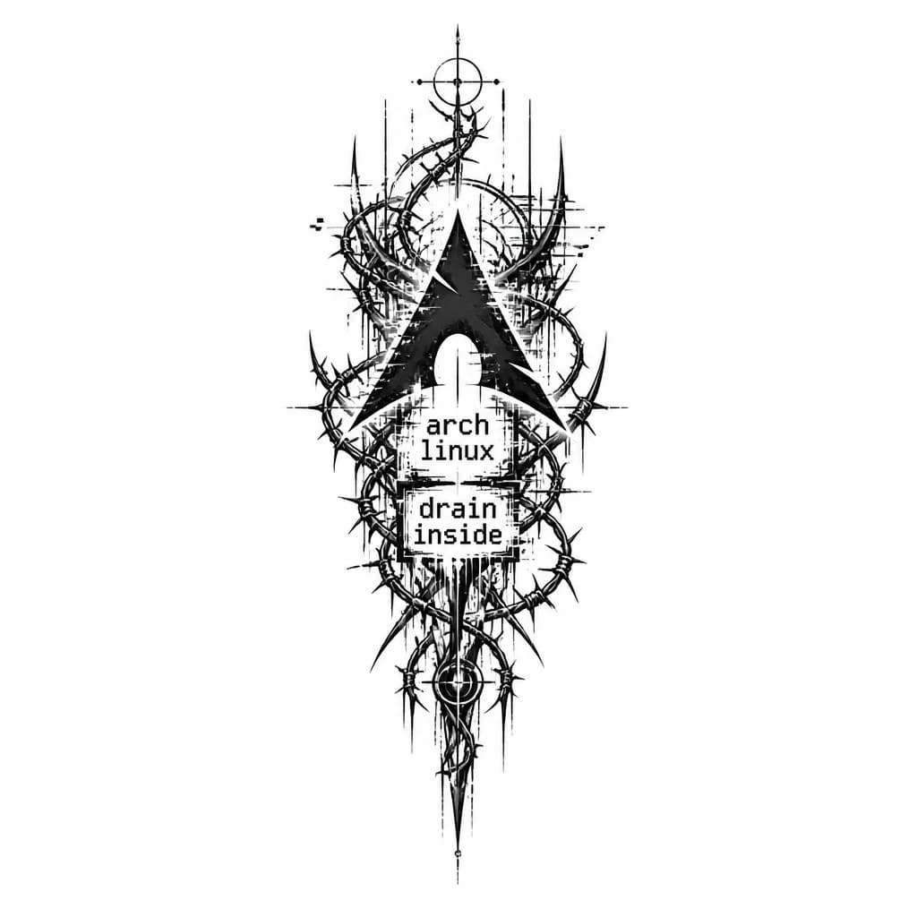 Тату эскиз: arch linux татуировка в стиле drain dead inside
