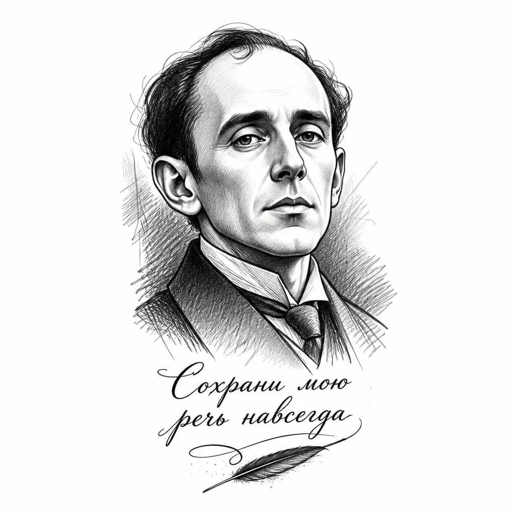 Тату эскиз: Изобрази нарисованного карандашов Осипа Мандельштама с подписью внизу
«Сохрани мою речь навсегда»
