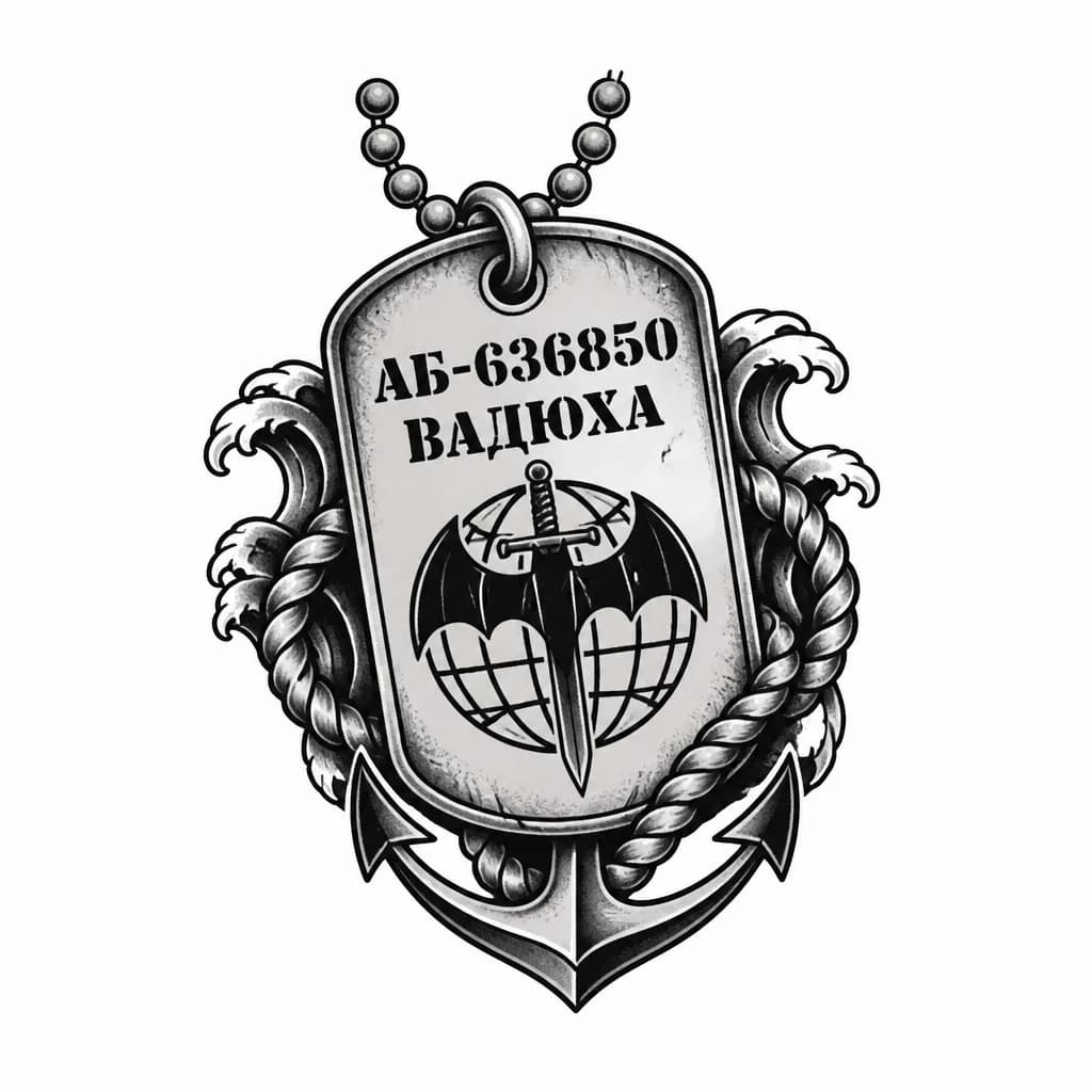 Тату эскиз: Жетон армейский с символом разведки 