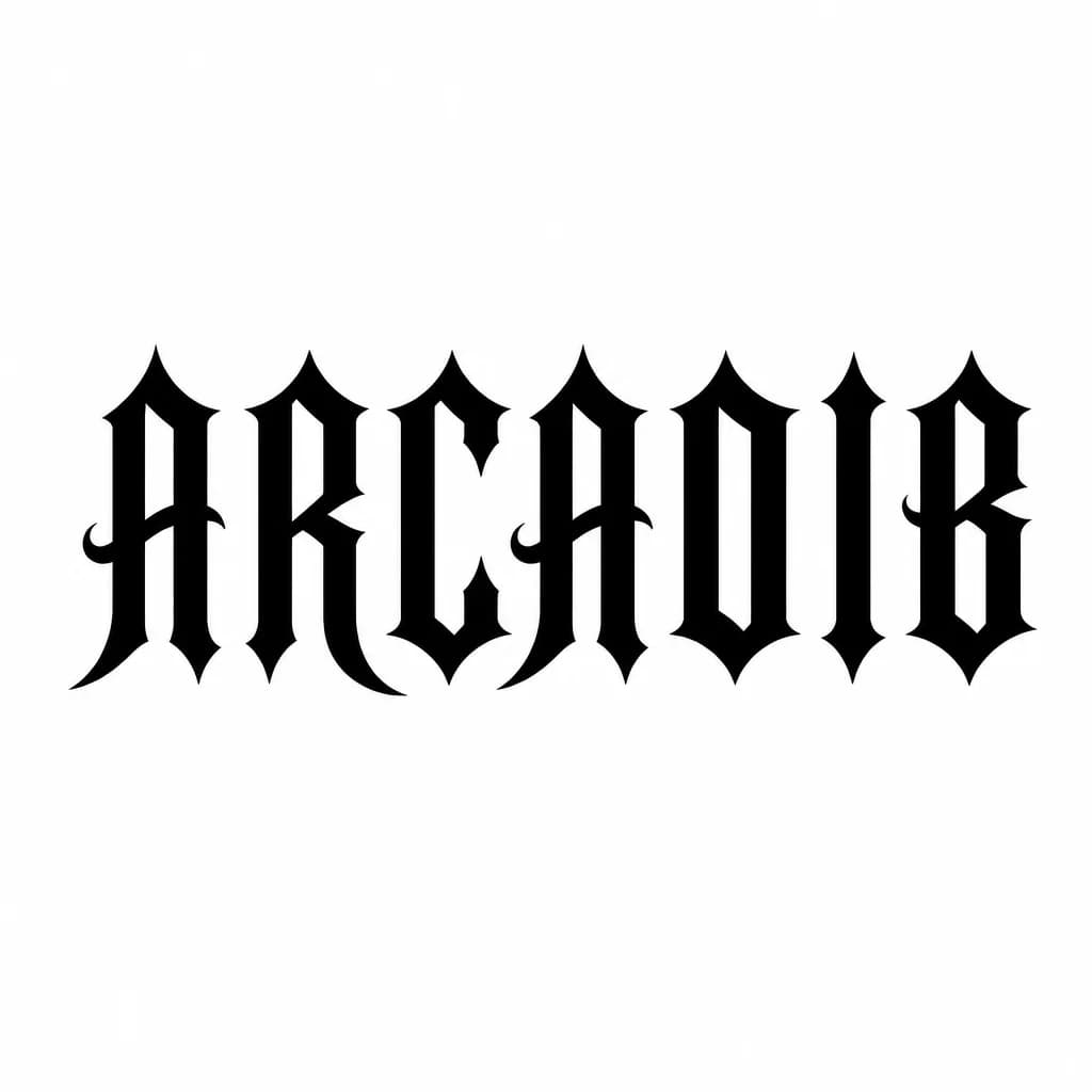 Тату эскиз: Font: ARCADIB (gothic dark lettering)