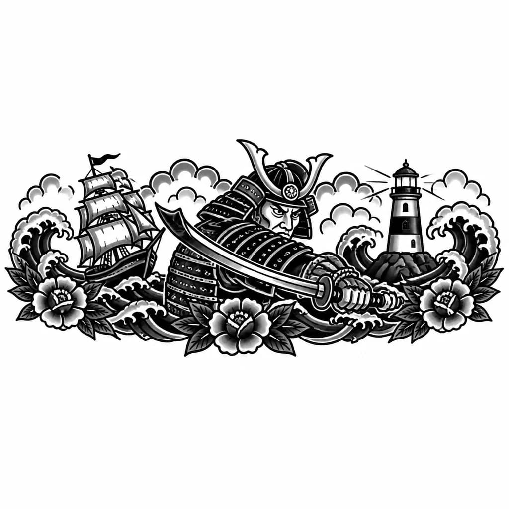 Тату эскиз: самурай