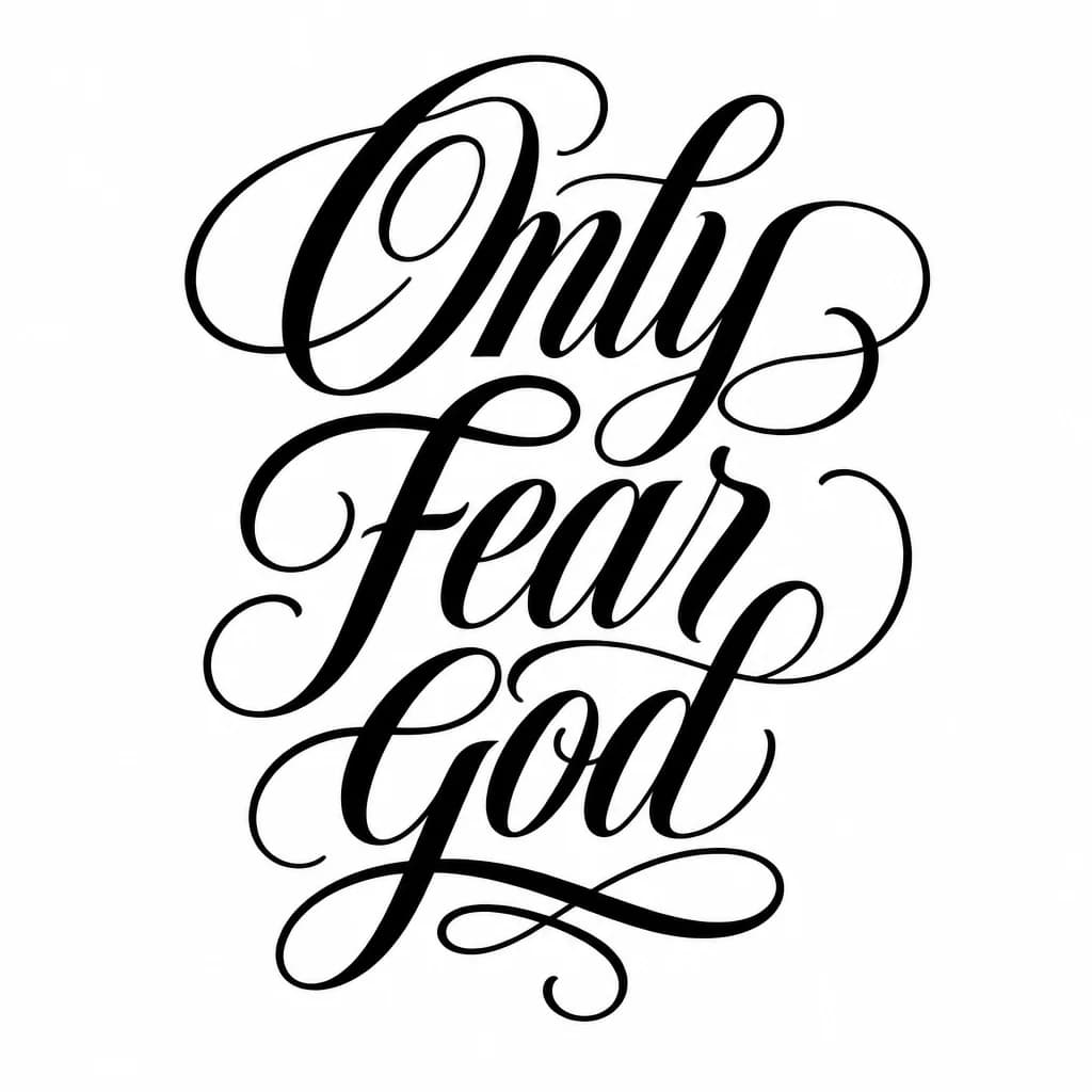 Тату эскиз: Font: Only fear god (elegant calligraphy)