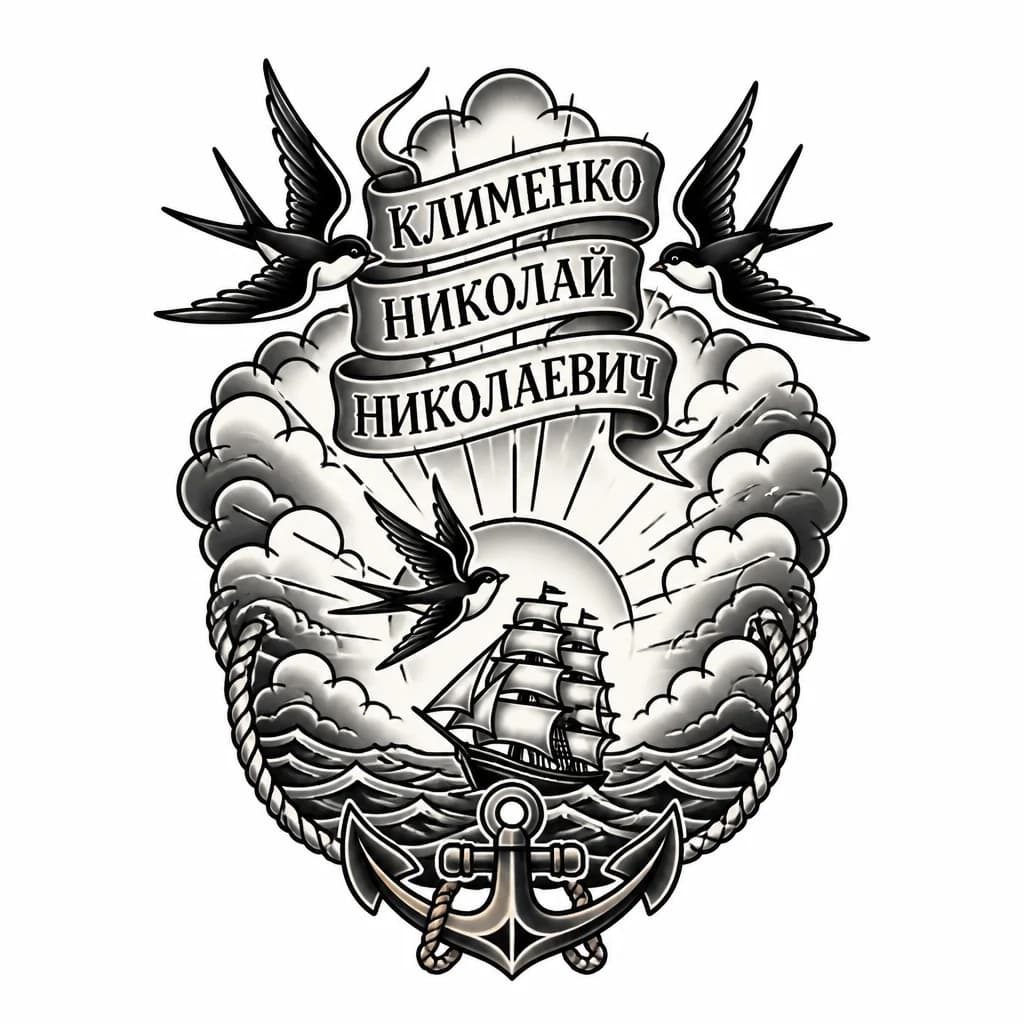 Тату эскиз: красивый эскиз тату клименко николай николаевич с птицами с небесами 