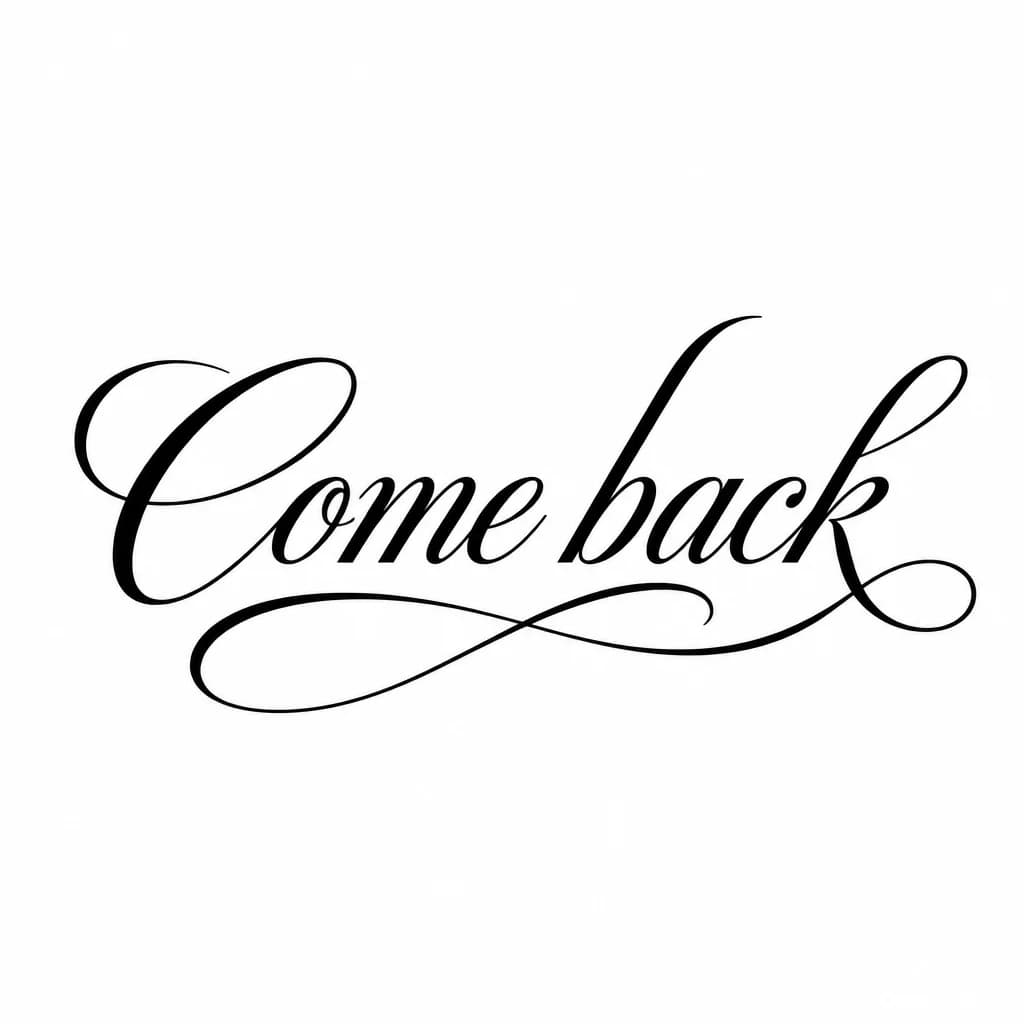 Тату эскиз: Font: Come back (elegant calligraphy)