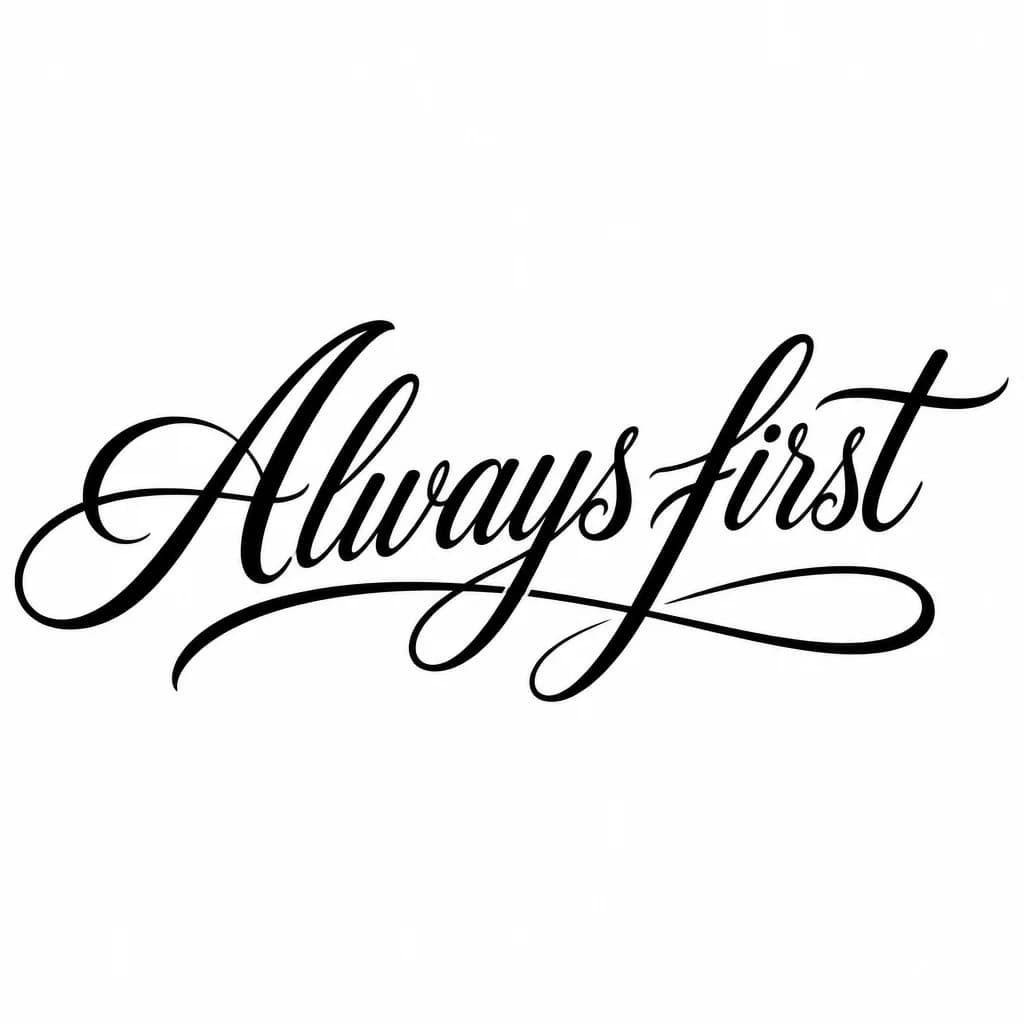 Тату эскиз: Font: Always first (elegant cursive script)