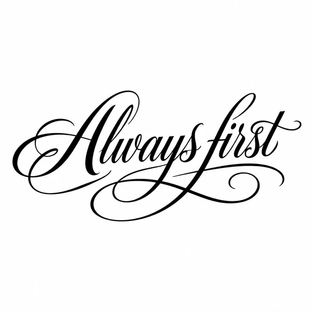 Тату эскиз: Font: Always first (elegant calligraphy)