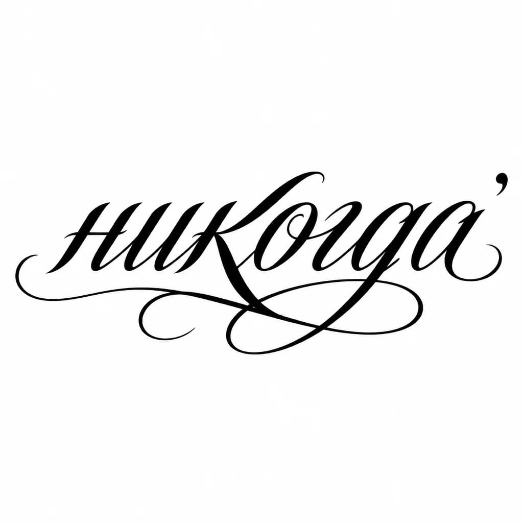 Тату эскиз: Font: никогда  (elegant calligraphy)