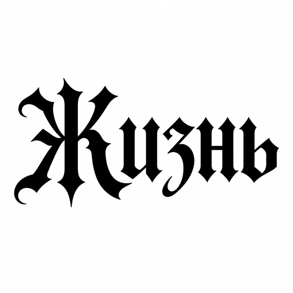 Тату эскиз: Font: Жизнь (gothic dark lettering)