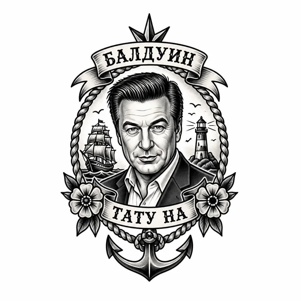 Тату эскиз: Балдуин тату на груди 