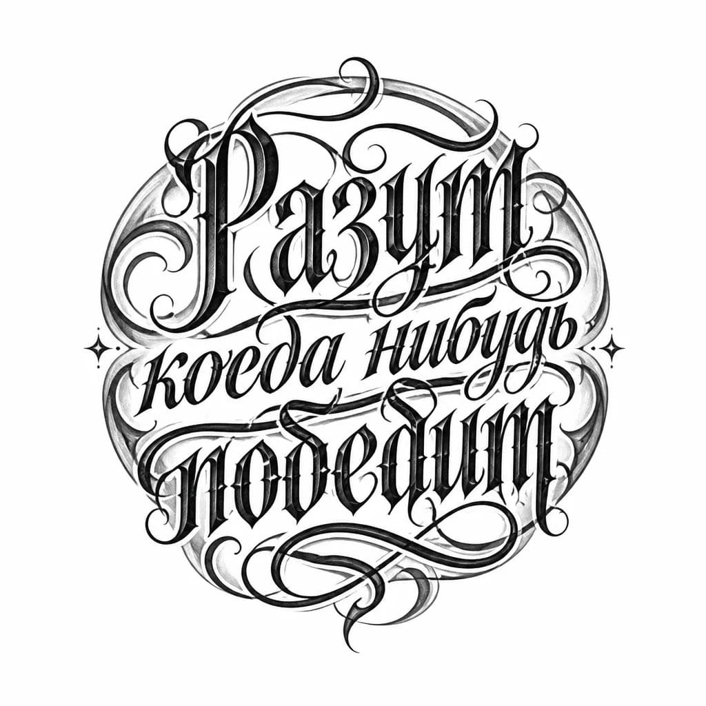 Тату эскиз: Надпись с фоном