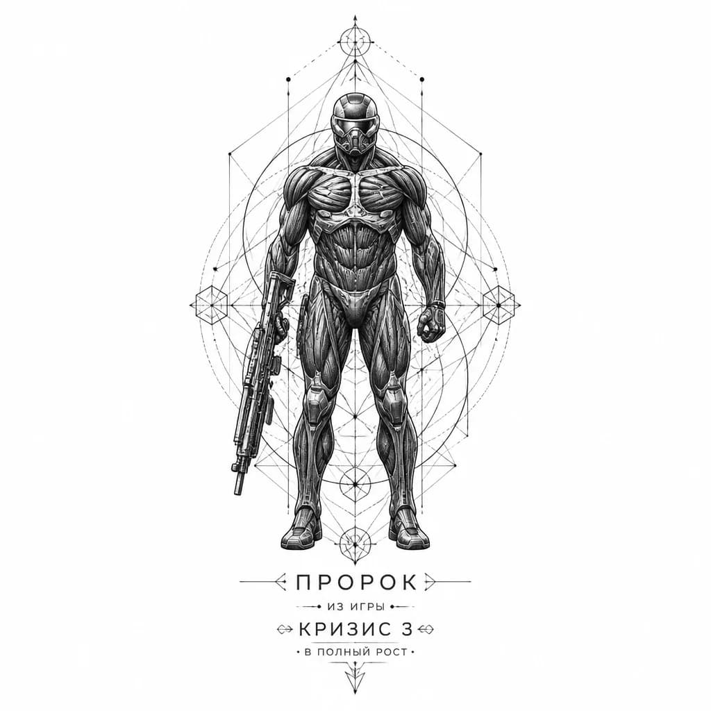 Тату эскиз: Пророк  из игры кризис в полный рост 
