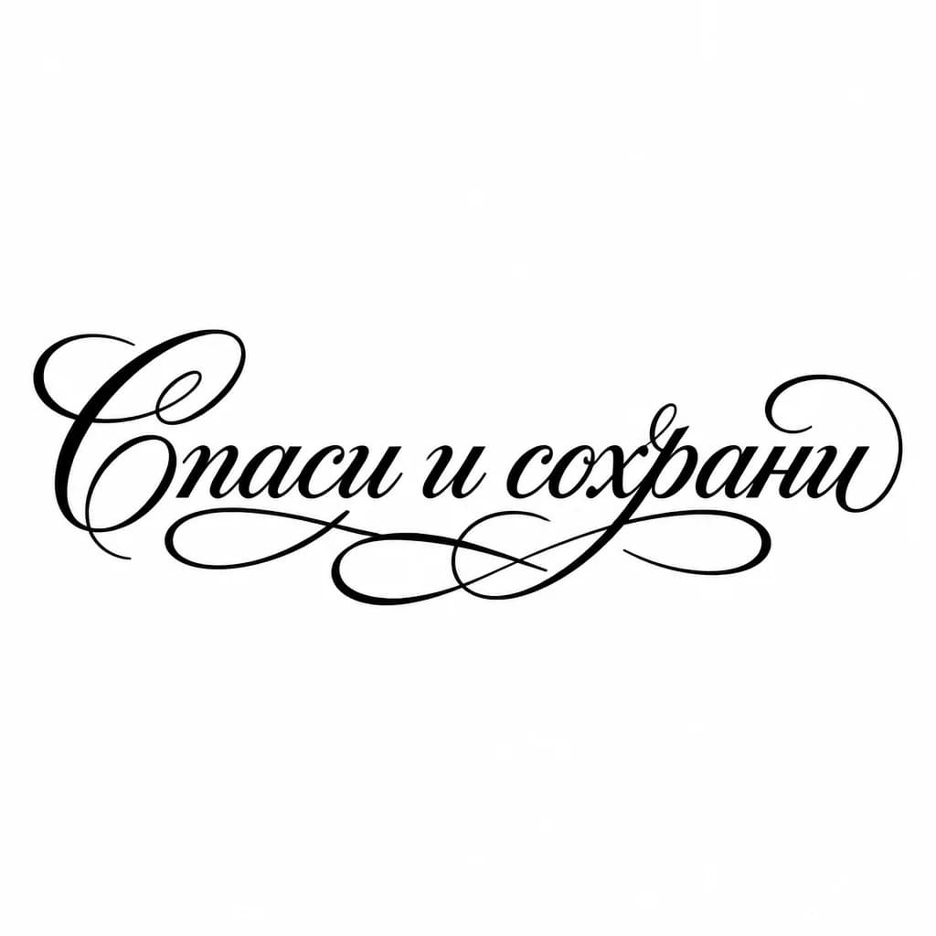 Тату эскиз: Font: Спаси и сохрани (elegant cursive script)
