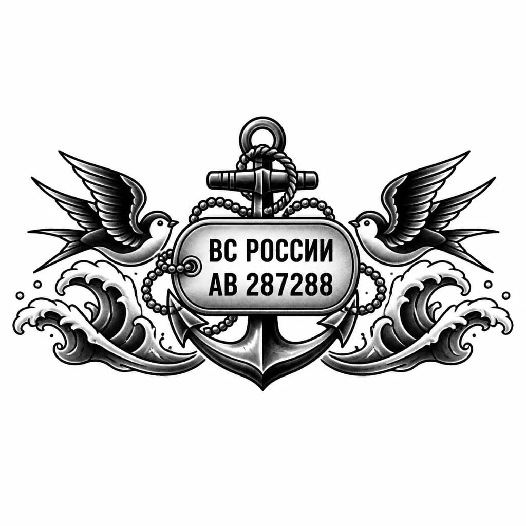Тату эскиз: Жетон армейский 