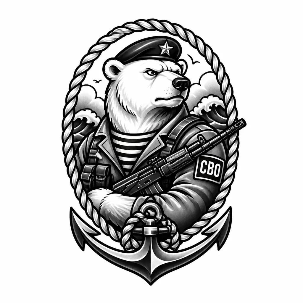 Тату эскиз: Медведь полярный военный СВО