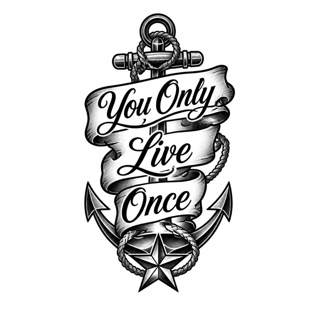 Тату эскиз: Тату на внешней стороне предплечья надпись You Only Live Once каллиграфией 