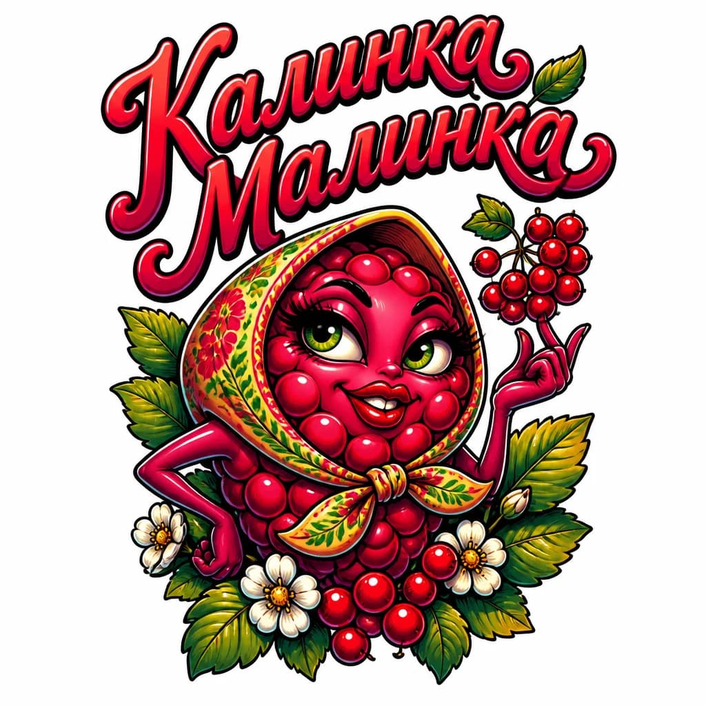 Тату эскиз: надпись "калинка малинка" с заглавной буквой без фона