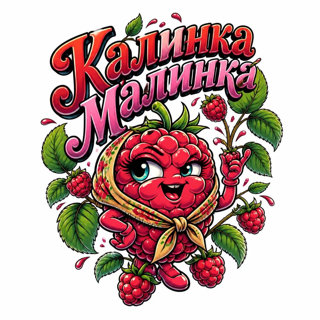 Тату эскиз: надпись "калинка малинка" с заглавной буквой без фона