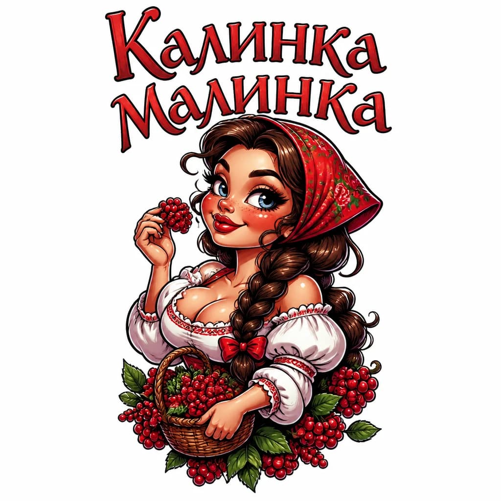 Тату эскиз: надпись "калинка малинка" с заглавной буквой без фона просто буквы