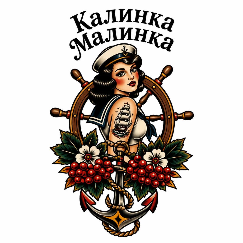 Тату эскиз: надпись "калинка малинка" с заглавной буквой без фона просто буквы