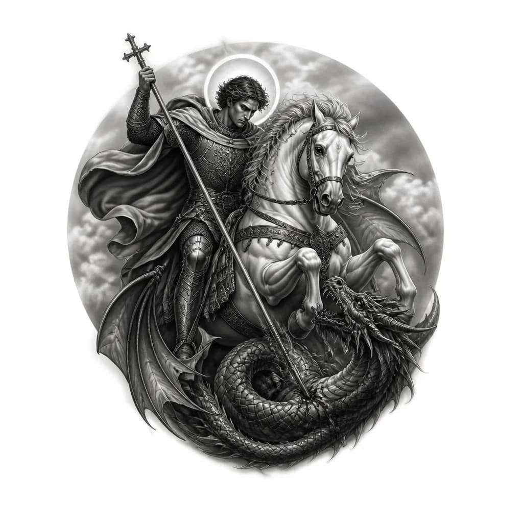 Тату эскиз: Георгий победоносец 