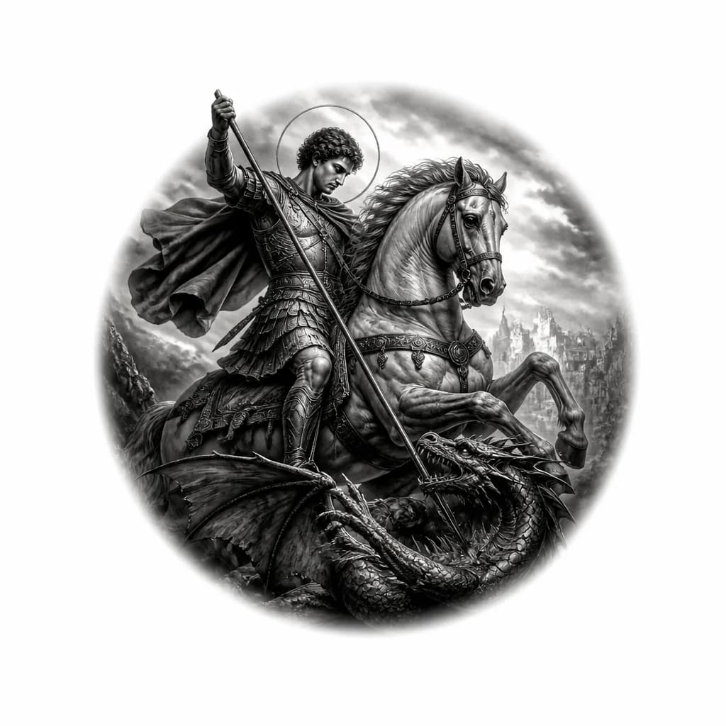 Тату эскиз: Георгий победоносец 
