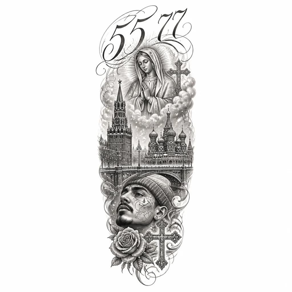 Тату эскиз: суминагаши зима снег москва
