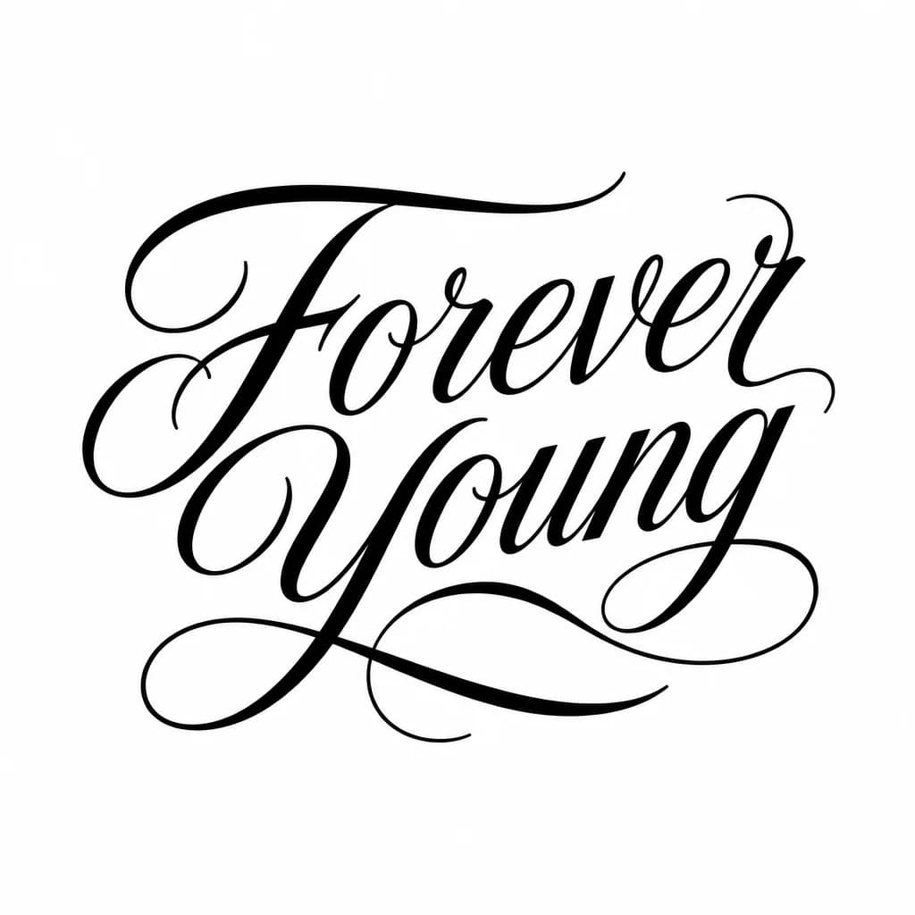 Тату эскиз: Font: Forever Young (elegant calligraphy)